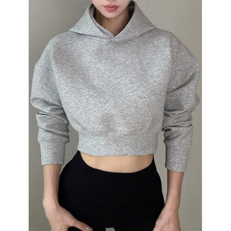 Spicy Girls Kapuzen-Sweatshirt, lang, Sve ort, für Damen, Winter, Faion, lässig, bequem, Polyester, Crew Ne