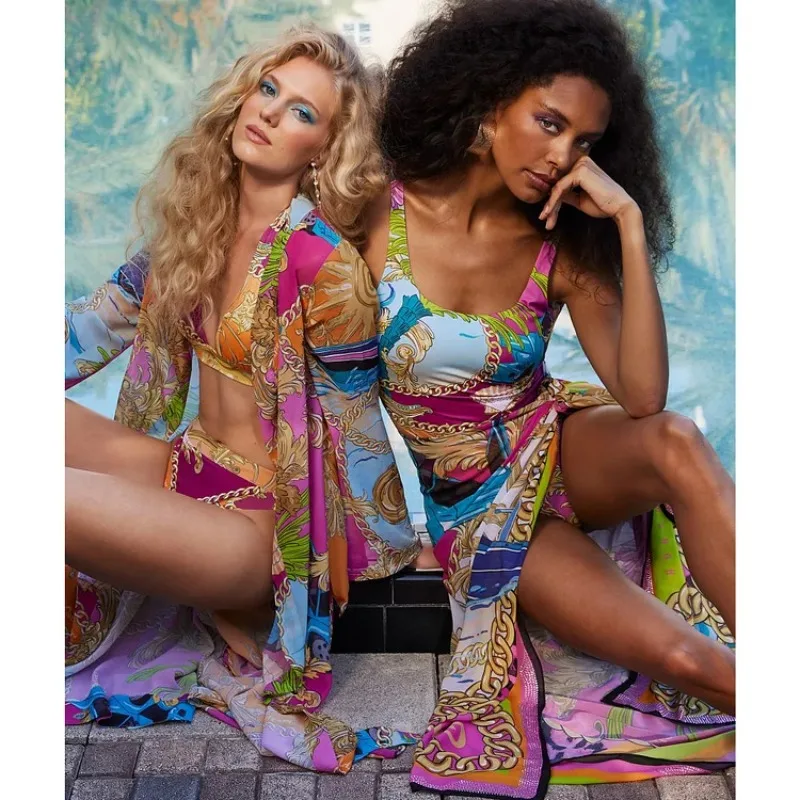 One Piece Swimsuit For Women European And American Swimwear Cartoon Printing Contrasting Color One-piece Swimsuit Suit Women