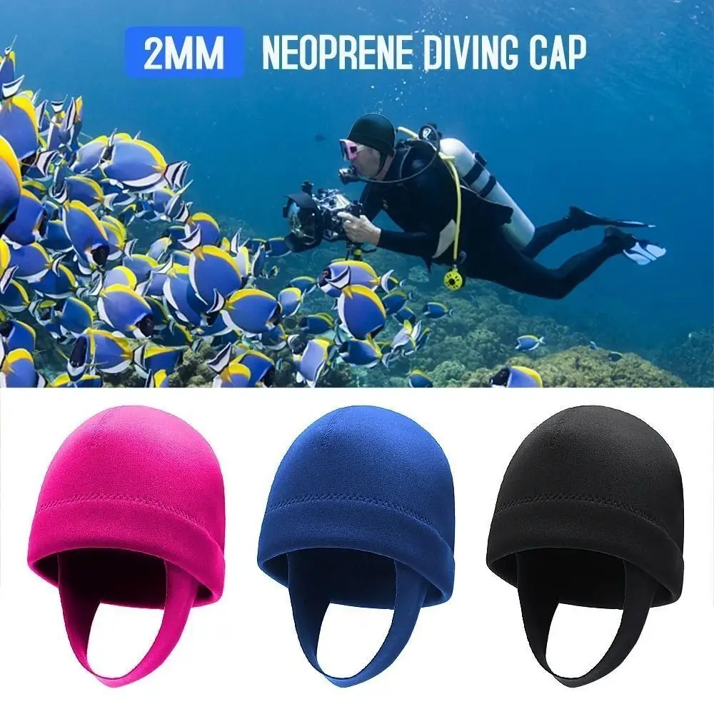 

Fashion UV Protection Snorkeling Cap with Chin Strap Keep Warm Diving Cap Elasticity Neoprene Sun Protection Hat