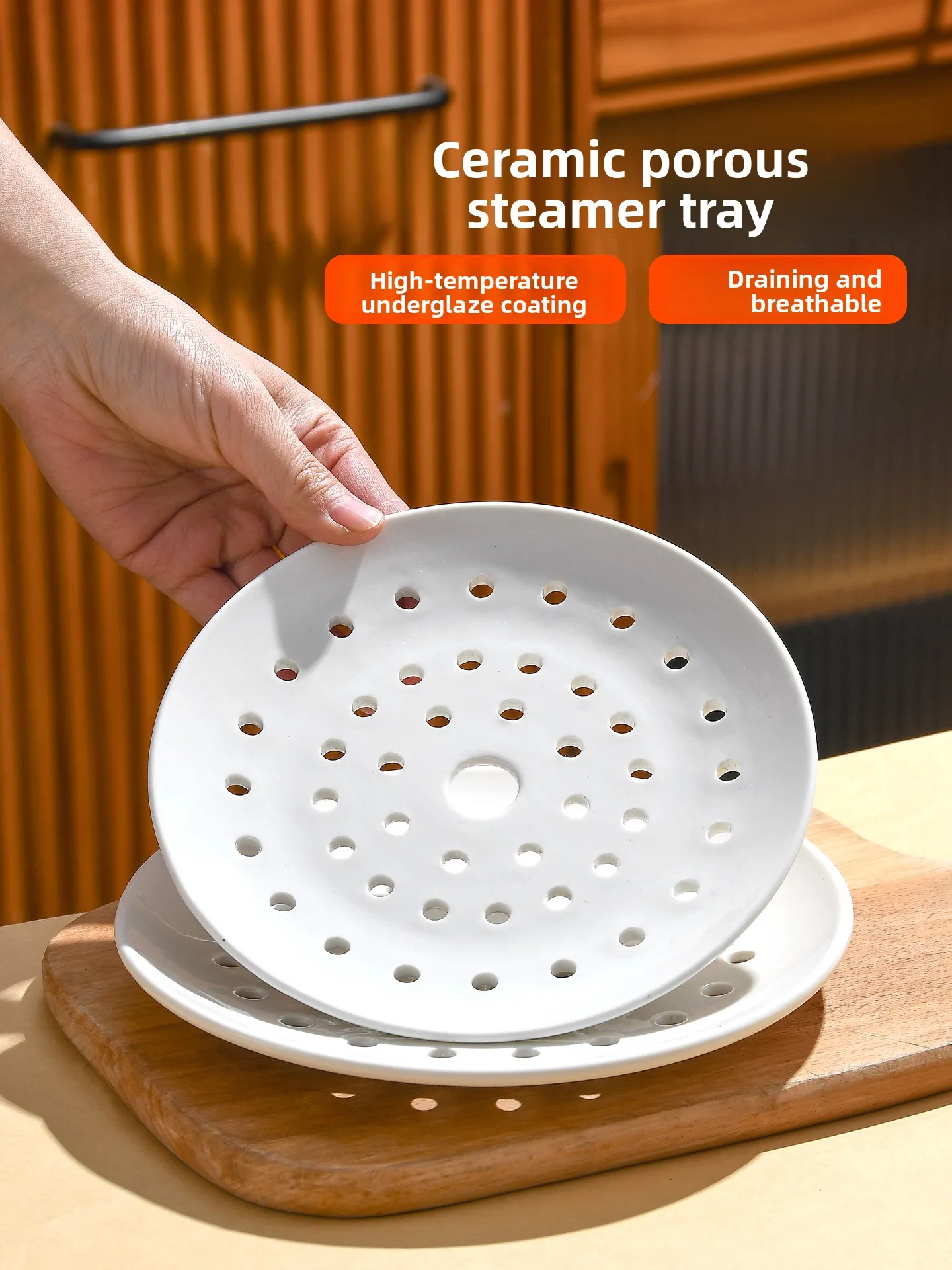 

Cerc Multi-Hole Steng Tray round Dumpling Tray Microwave Steng Tray Ster Fruit Tray Bun Tray Simple Sle Pure Color