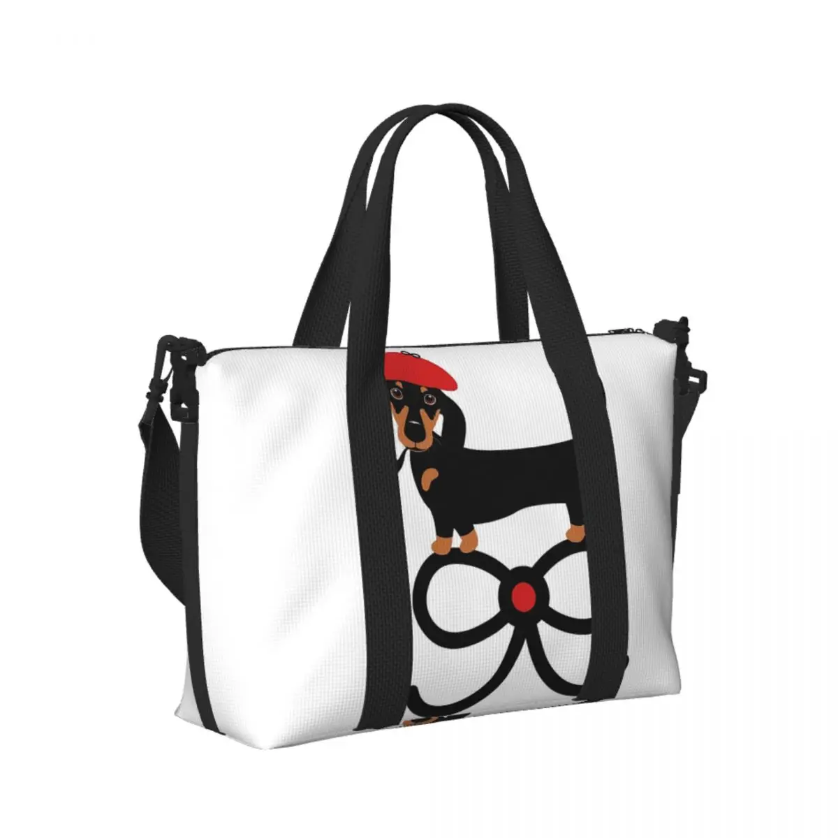 

Custom Dachshund Dog Beach Travel Bag Large Capacity Tote Bags for Gym Sport Women Shopping Duffle Shoulder Bag