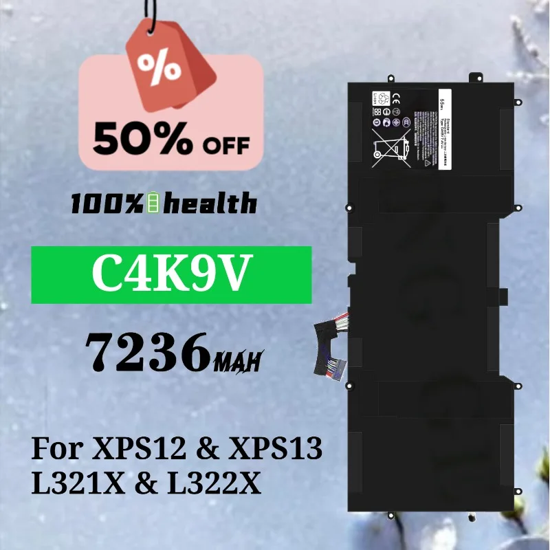 

C4K9V 7236mAh Laptop Battery for Dell XPS12/XPS13/L321X/L322X Lithium Rechargeable Battery