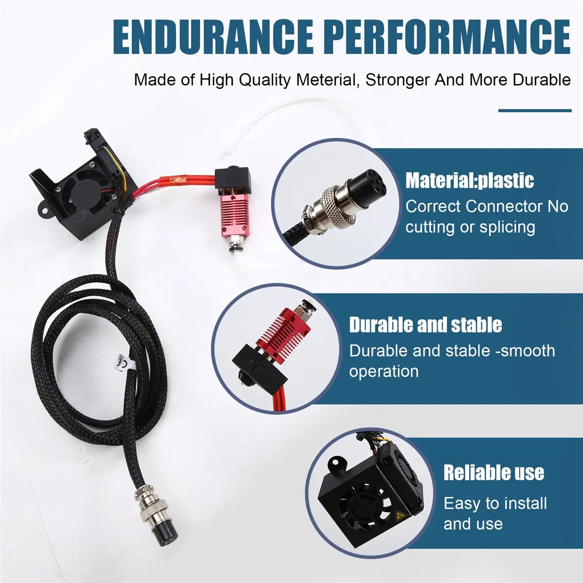 

Комплектующие для 3D-принтера BOFF: полный комплект печатающей головки для CR-10 с вентилятором 12В и комплектом Hot End