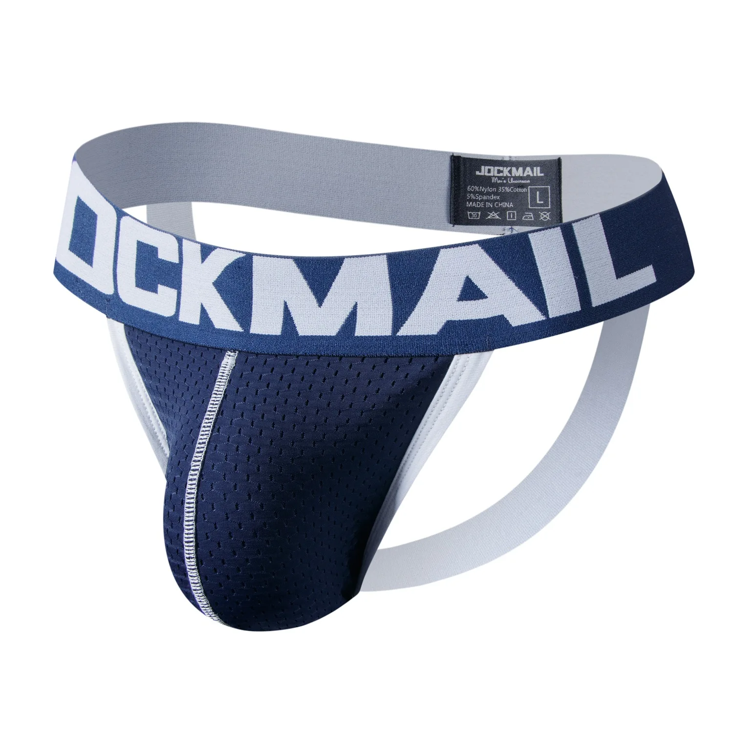 Jockmail Men Cueca Low Waisted Nylon Mesh Breathable Thong Letter Couple Sexy Lingerie Undies Hot Jockstraps Underwear 4PC