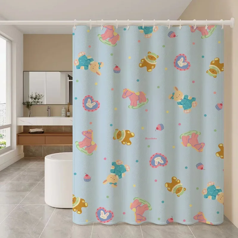 Bathroom Shower Curtain Bathroom Curtain Sweet Toys Folding Partition Curtains for Bedrooms Accessories Waterproof Fabric Set