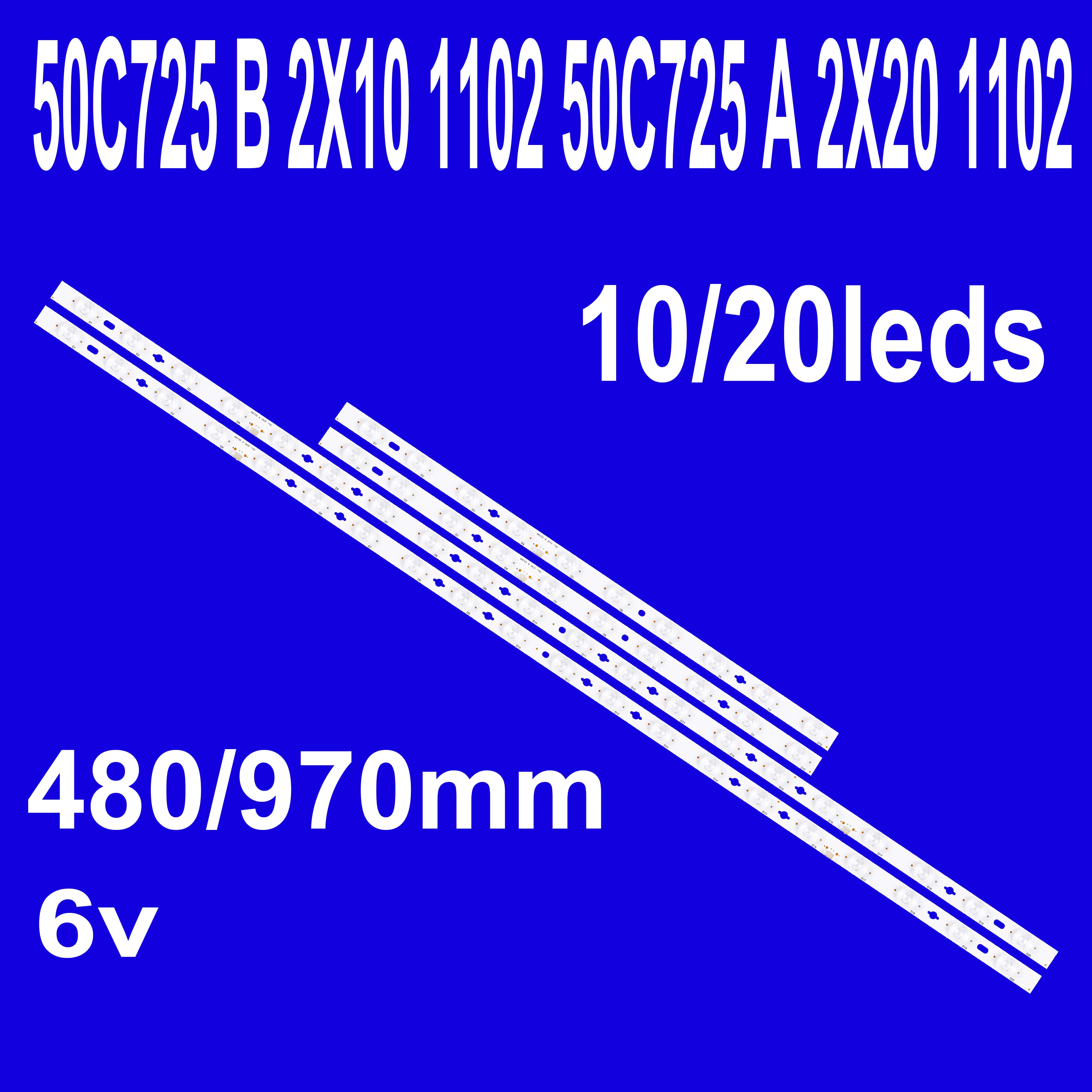 

Светодиодная лента подсветки 10LED/20LED синего цвета для LVU500NDEL HS9W15 V1 TCL 50C725K 50C726 50C722 50C725 A B 2X10 1102