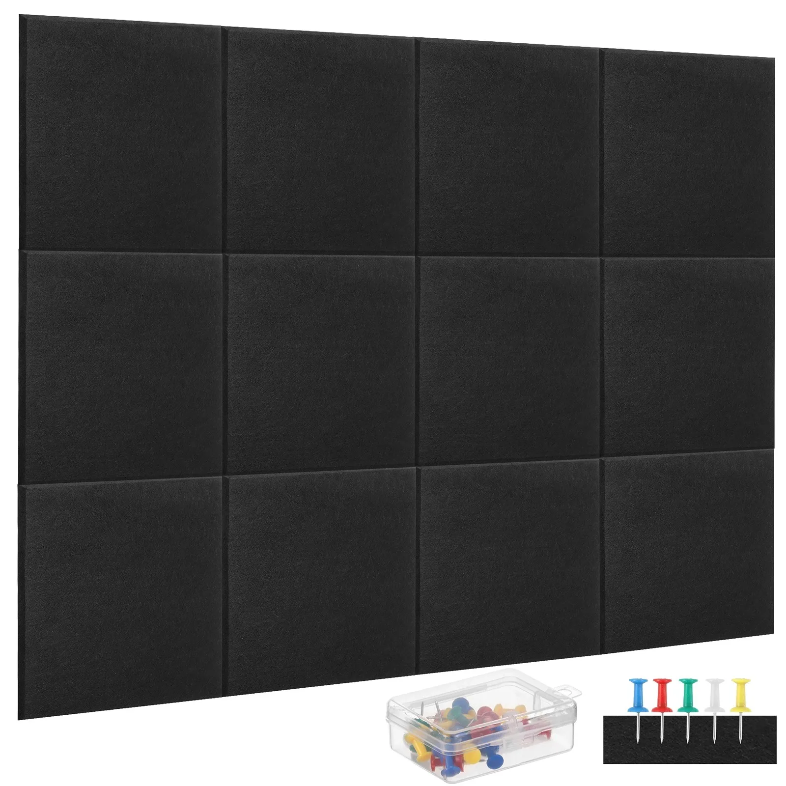 12PCS Felt Wall Tiles Self-Adhesive Felt Wall Tiles 47 X 35 In Large Cork Board Alternative Safe Removable Felt Bulletin Board