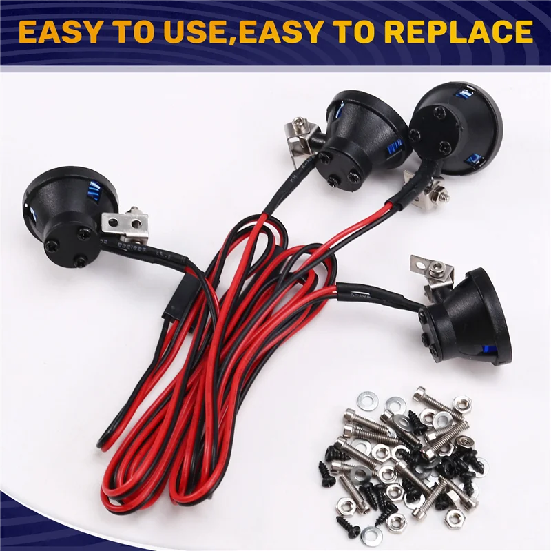 Penawaran Terbaik Lampu LED Lampu Sorot untuk TRX-4 TRX6 Axial SCX10 SCX24 1/10 1/24 RC Mobil Truk Dekorasi Bagian 4LED
