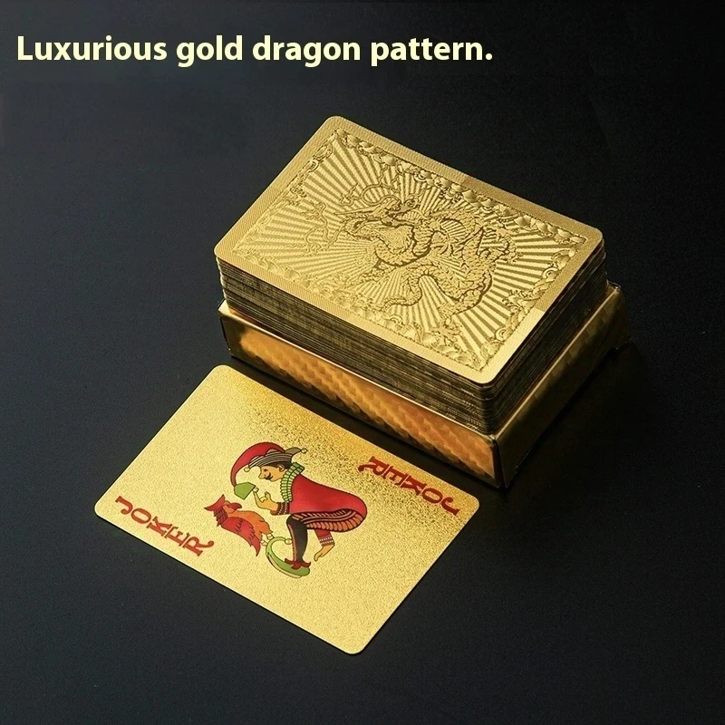 Waterproof Washable PVC Plastic Poker Cards Premium Gold Colored Thick Metal Design Specialty Deck