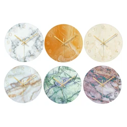 Modern Glass Marble Wall Clock Silent Non-ticking for Bedroom Living Room