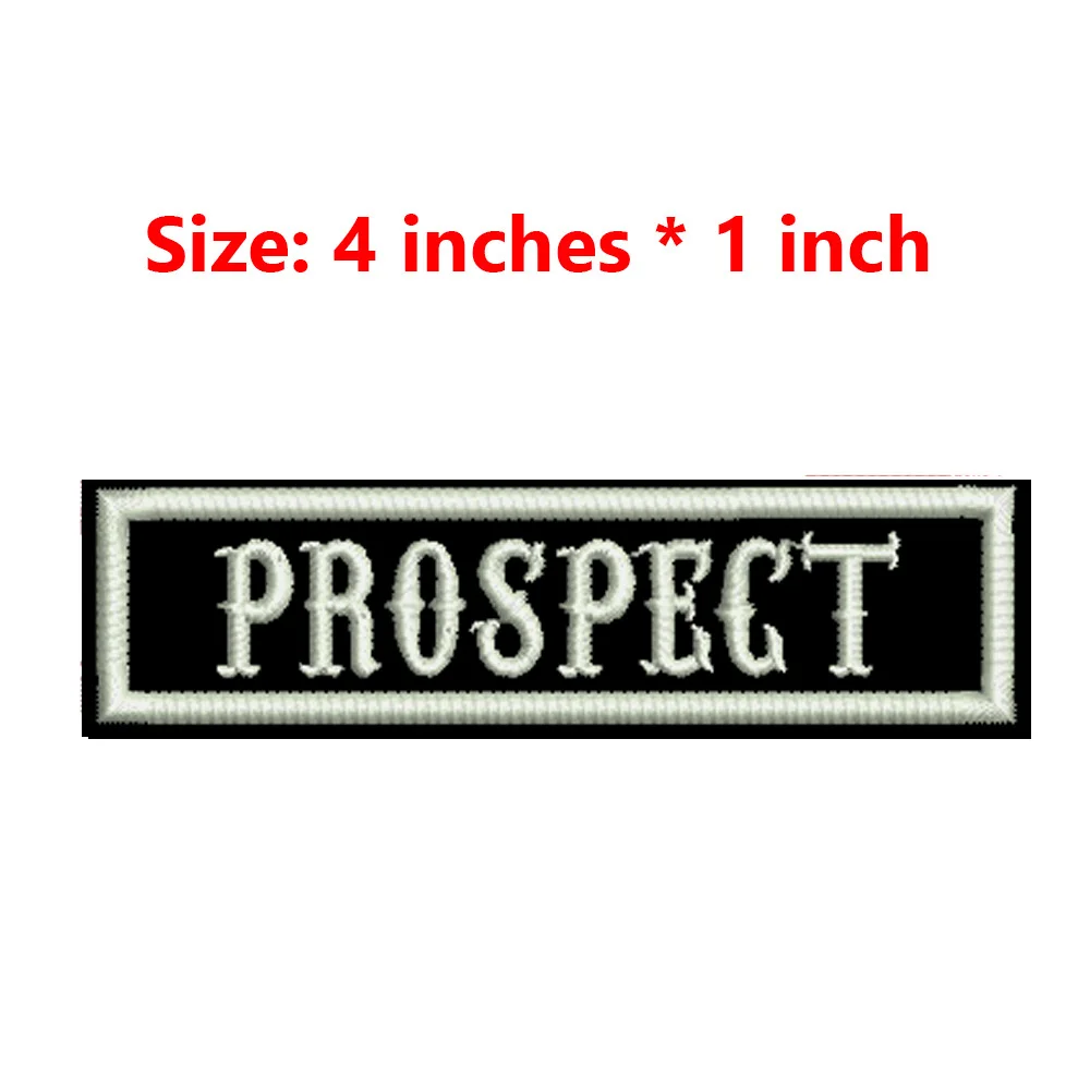 حديد عريض 4 بوصات على نصوص بيضاء مطرزة وعلامة اسم الحدود PRESIDENT، الأصلي، السكتري، ROAD CAPTAIN، MEMBER، V. الرئيس #5