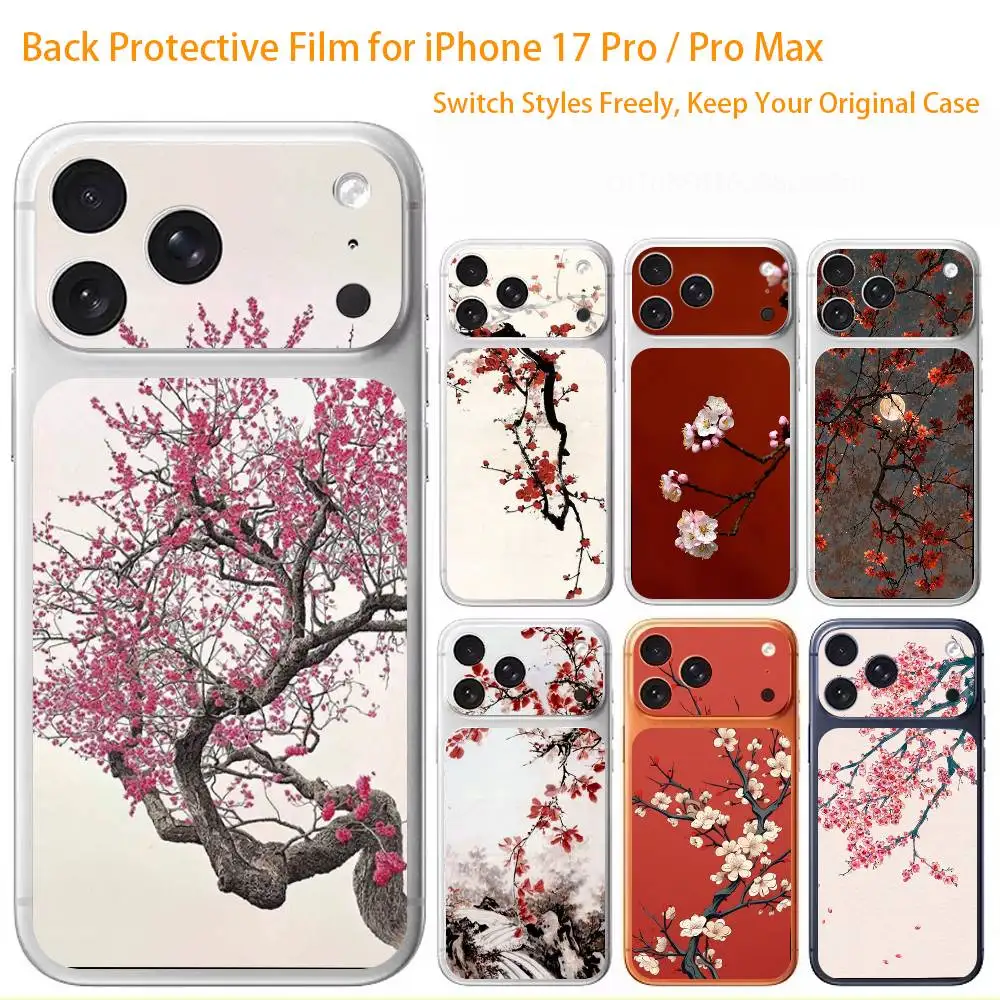 

Chinese Plum Blossom 3D Full Body Skin Decal for iPhone 17/Pro/Pro Max Color Rear Protective Sticker