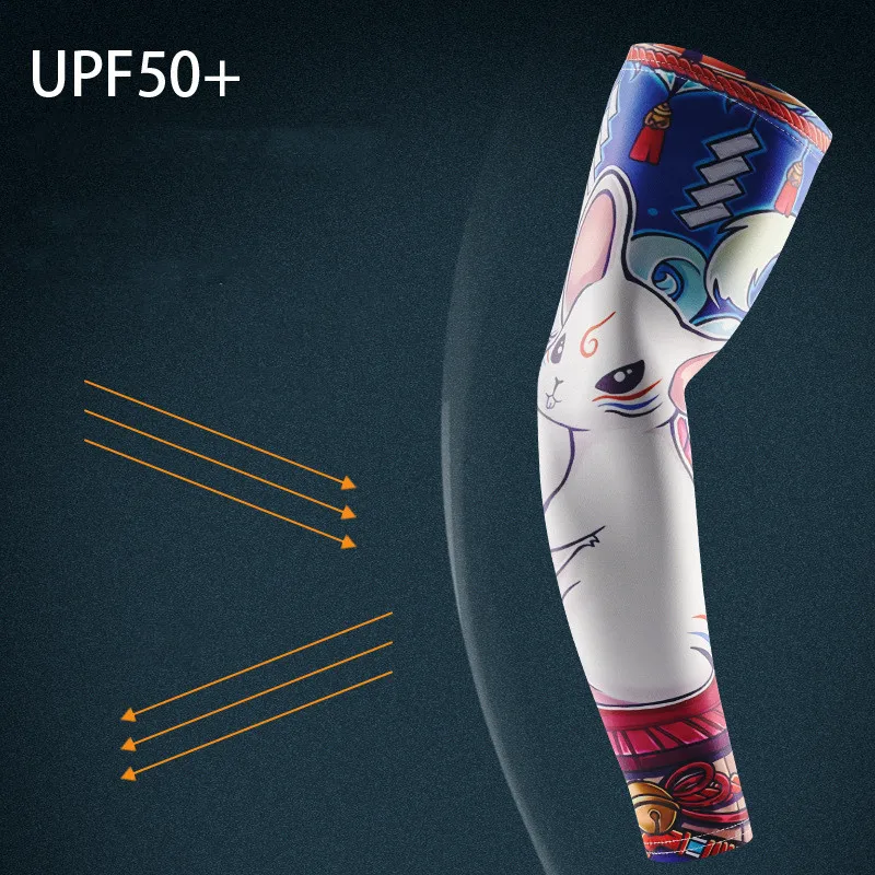 Chinese Zodiac Signs Sports Arm Sleeve Basketball Cycling Arm Warmer Summer Running UV Protection Volleyball Sunscreen Bands