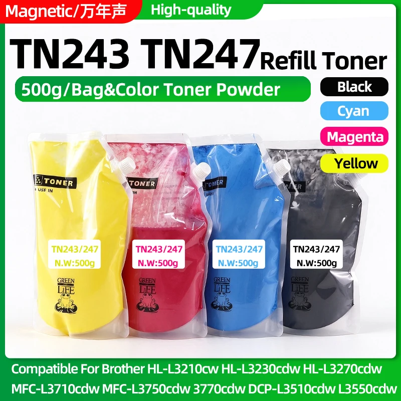 500G TN243 TN247 Refill Toner Powder Compatible for Brother HL-L3210CW L3230CDW L3270CDW DCP-L3510CDW L3550CDW MFC-L3710CW L3750