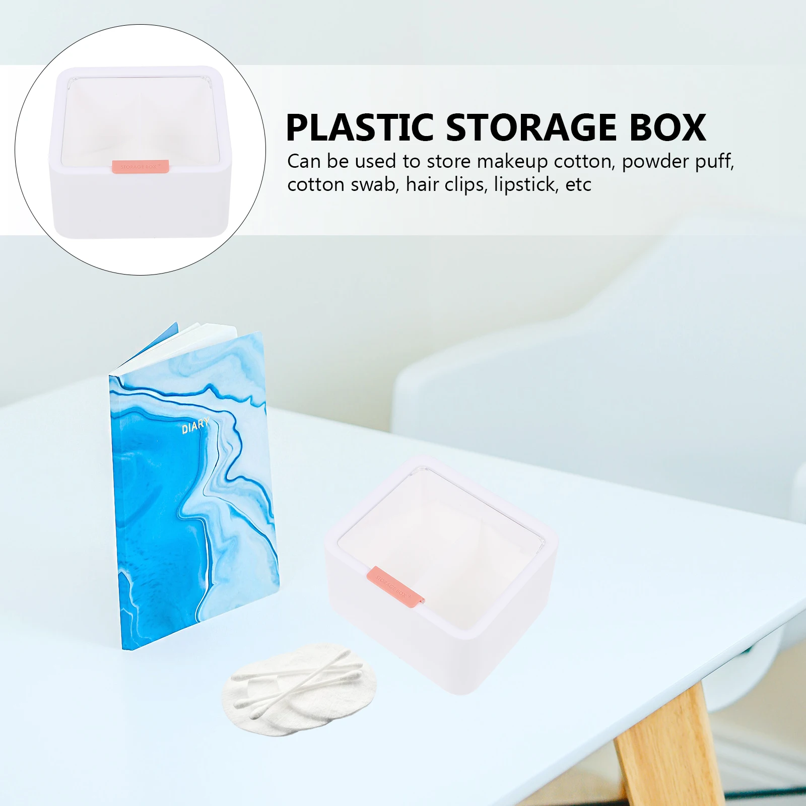 

1Pcs Makeup Cotton Lipstick Storage Box Lid Durable Simple Plastic Organizer Dressing Table Finishing Case Small Sundries Holder