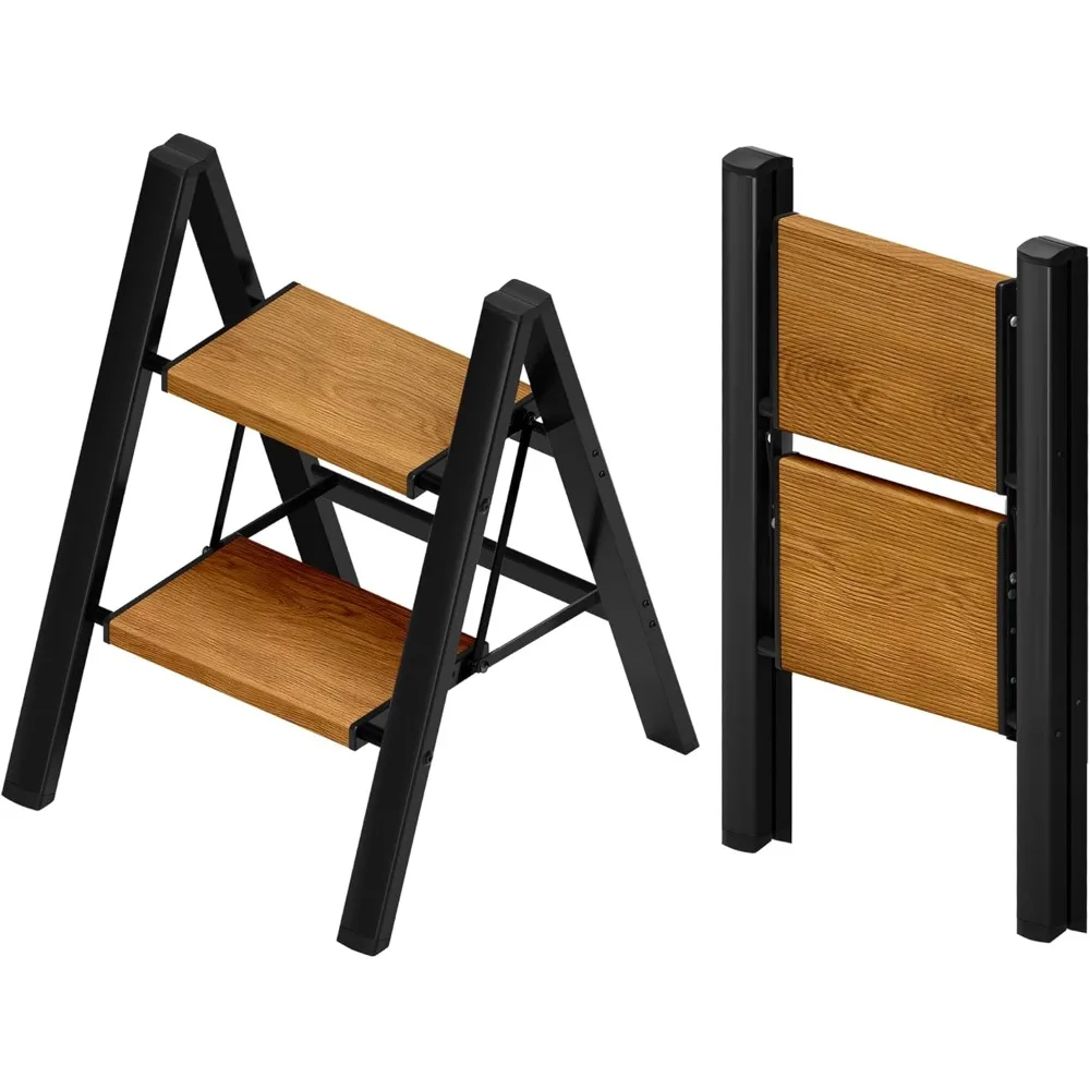 

Aluminum Folding 2-Step Ladder with Anti-Slip Treads, Lightweight and Portable, Supports up to 330lbs for Home Use