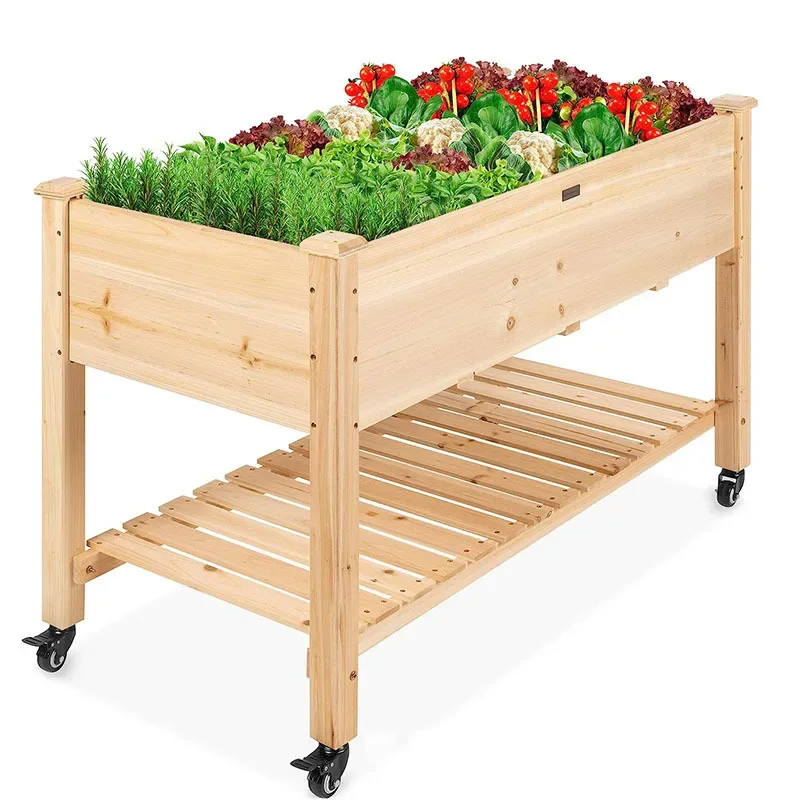 Garden Supplies Flower Box Plant Raised Bed With Wheel Easy Moving