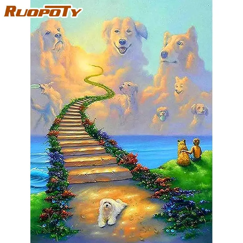 

RUOPOTY 5D Cross Stitch Diamond Clouds Road Rhinestones Diamond Mosaic Picture Kits Handicraft For Home Decor Gift