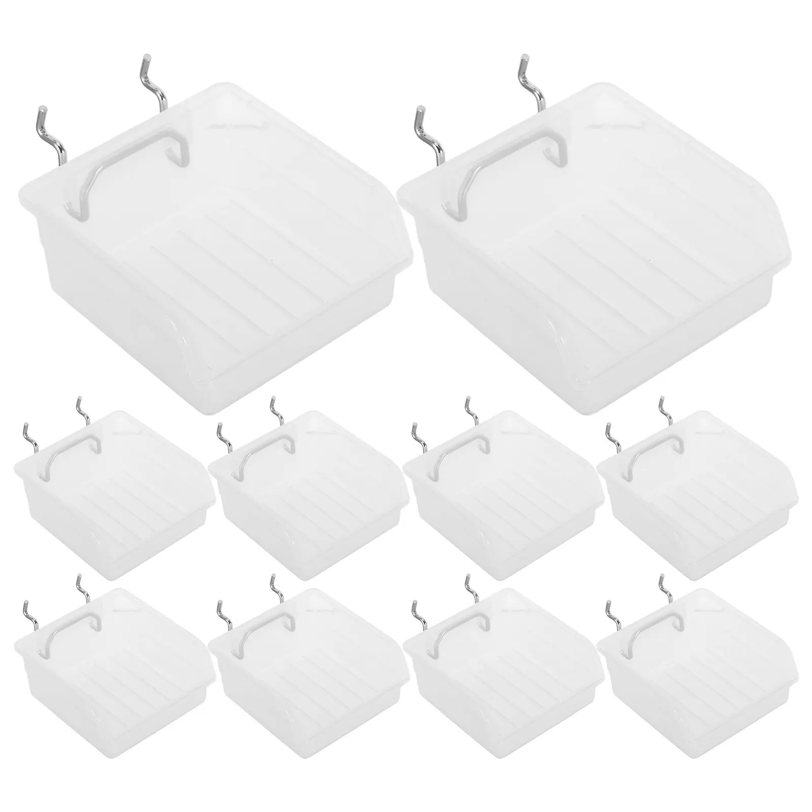 10Pcs Parts Organizer Boxes Plastic Slotted Board Shelves 3.93x3.93x1.81 Storage Rack for Workbench Pegboard Wall Organizer Bins