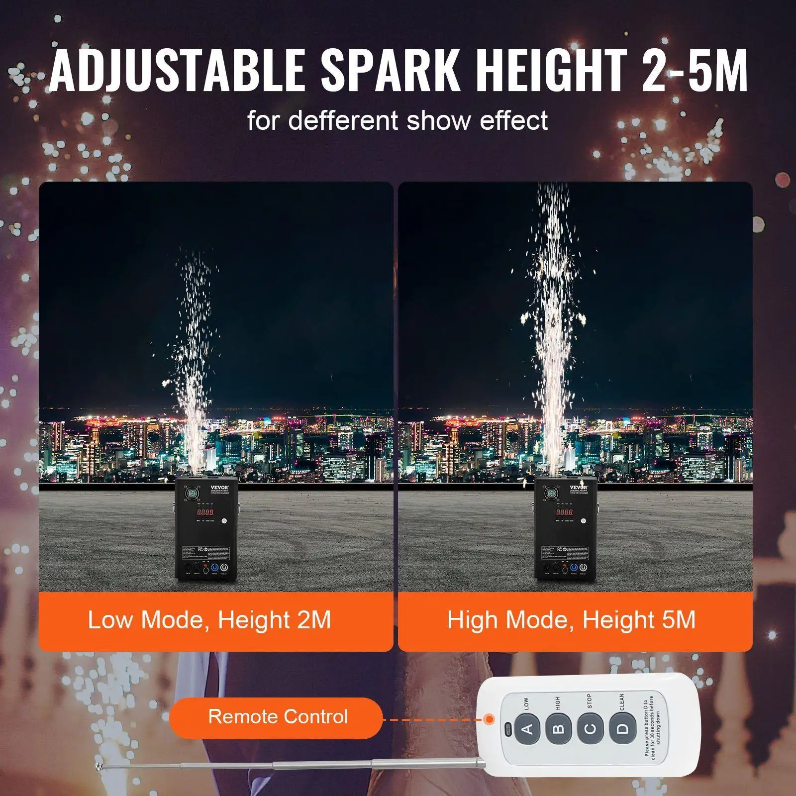 700W Professional Spark Effect Machine Adjustable from 6.6ft to 16.4ft DMX Controlled