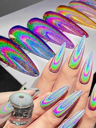 1 Box 3g, Y2K Nail Art Magic Mirror Powder, Mirror Colorful Laser Moonlight Glitter Powde, Gift For Ladies And Girls