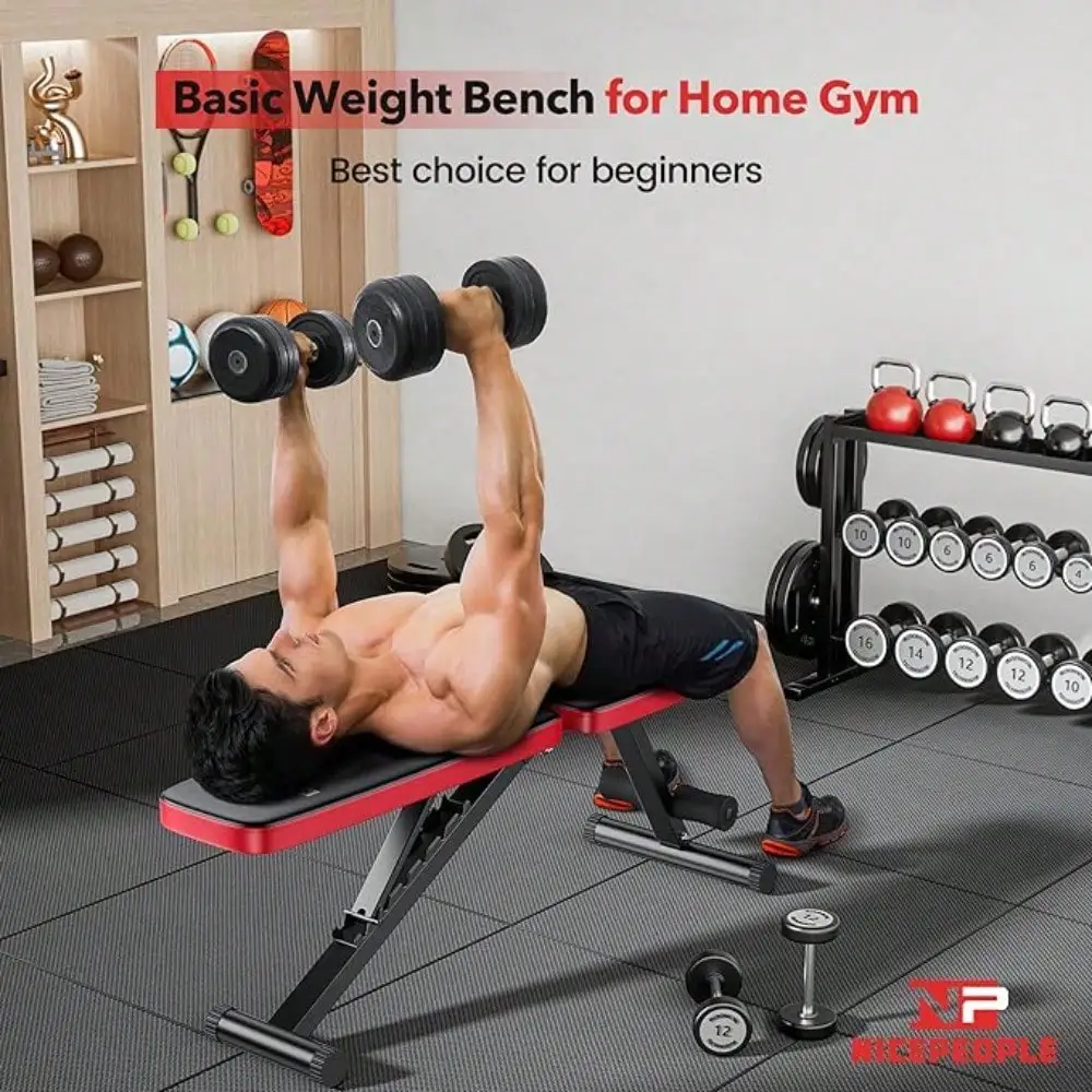 FLYBIRD Basic Weight Bench For Home Gym, Adjustable Workout Bench With 8 Backrests, 660LBS Weight Capacity For Bench Exercise