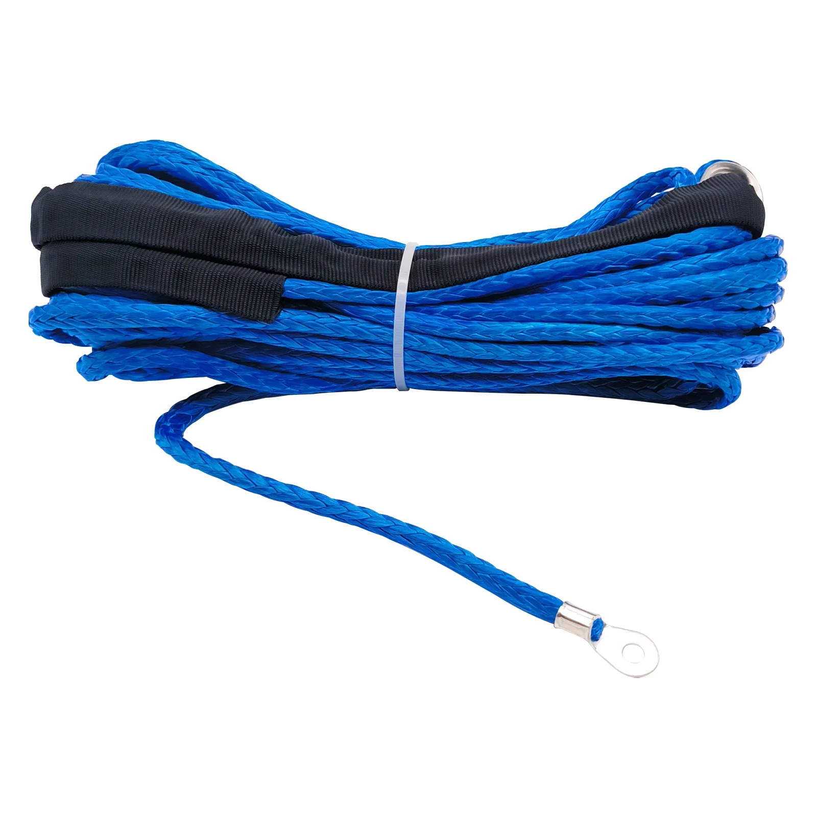 BLUE 6mm x 15m 7700LBs Synthetic Winch Line Cable Rope with Black Protecing Sleeve for ATV UTV