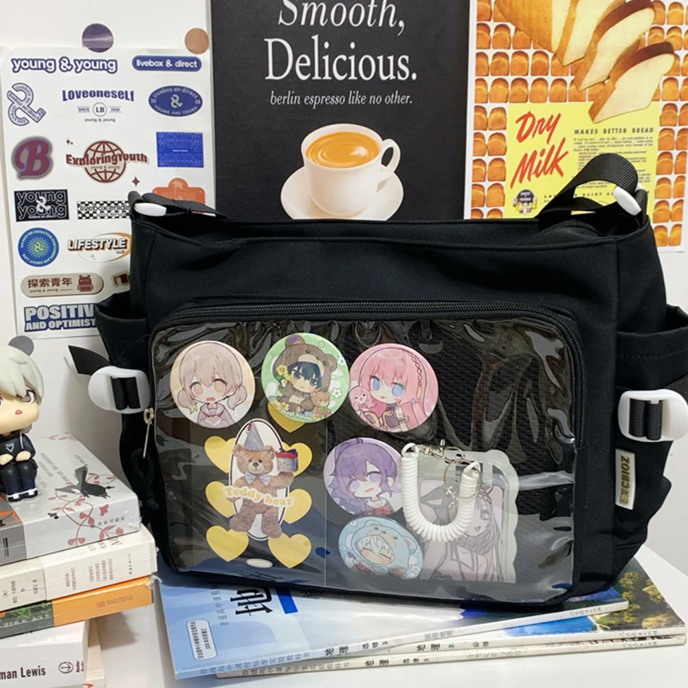 

Japanese Ita Bag JK Shoulder Purse with Clear Window Cartoon kawaii Book Bag Trendy Transparent Crossbody Bags Lolita Handbag