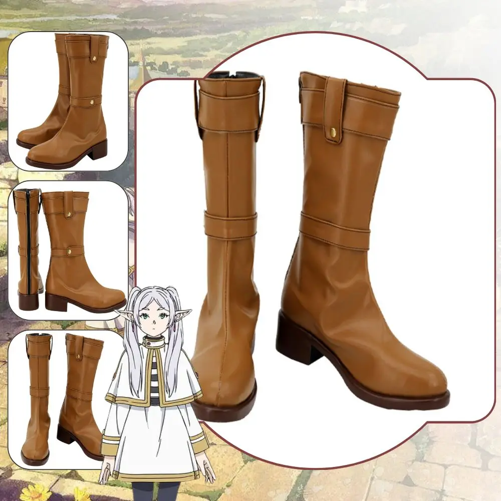 Frieren cosplay fantasia schuhe stiefel anime sousou no frieren verkleidung für frauen kostüm zubehör halloween maßge schneidert