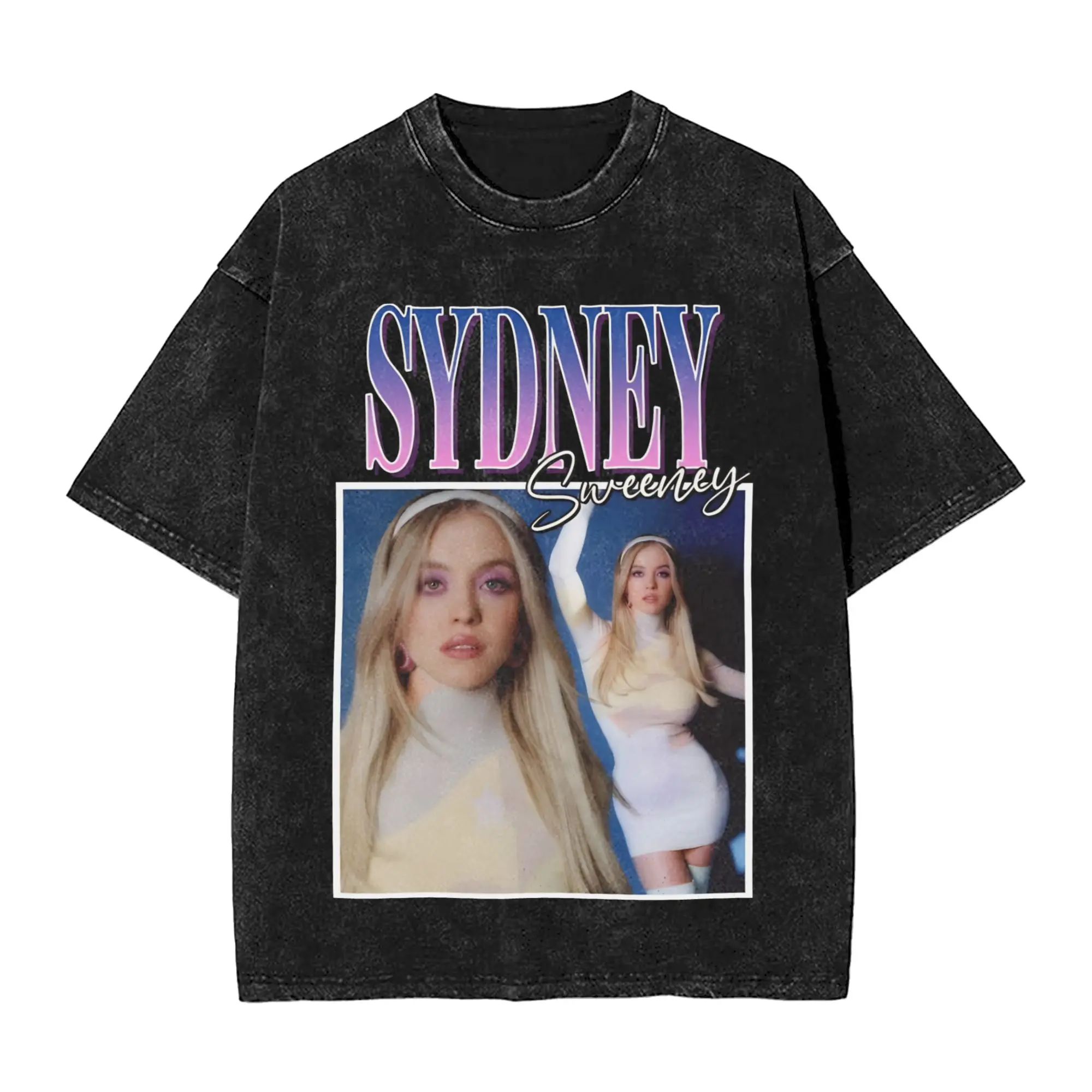Cassie Howard Sydney Sweeney Washed T Shirt Streetwear Hip Hop Novelty T-Shirt  Tees Tops Men Women Short Sleeve Streetwear