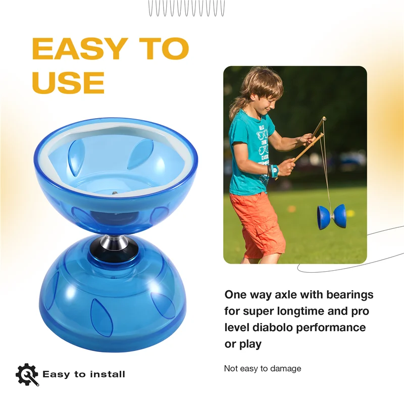 FBIL-حامل ألياف مزدوج الرأس للياقة البدنية Diabolo للعب في الهواء الطلق لـ Diabolo Yo-Yo للأطفال المسنين