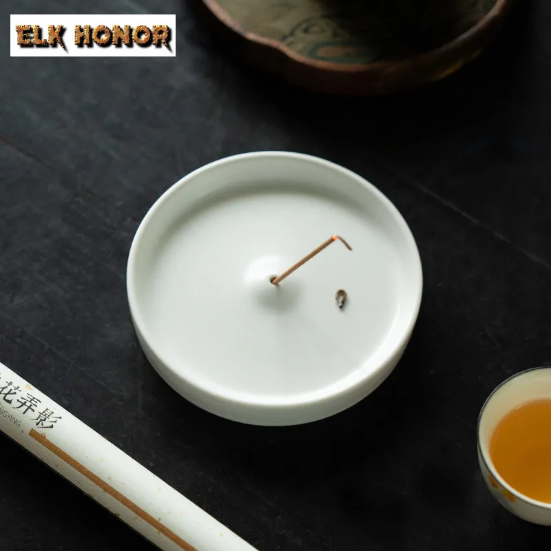 الخزف الأبيض طبق مستدير حامل البخور البخور شلال البخور المعلقات كوزكرات مبخرة عناصر الشاي لوازم الحلي هدية