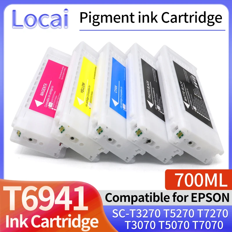 cartucho de tinta para impressora epson compativel com pigmento t6941 t6942 t6943 t6944 t6945 t3270 t5270 t7270 t3070 t5070 t7070 700ml 01