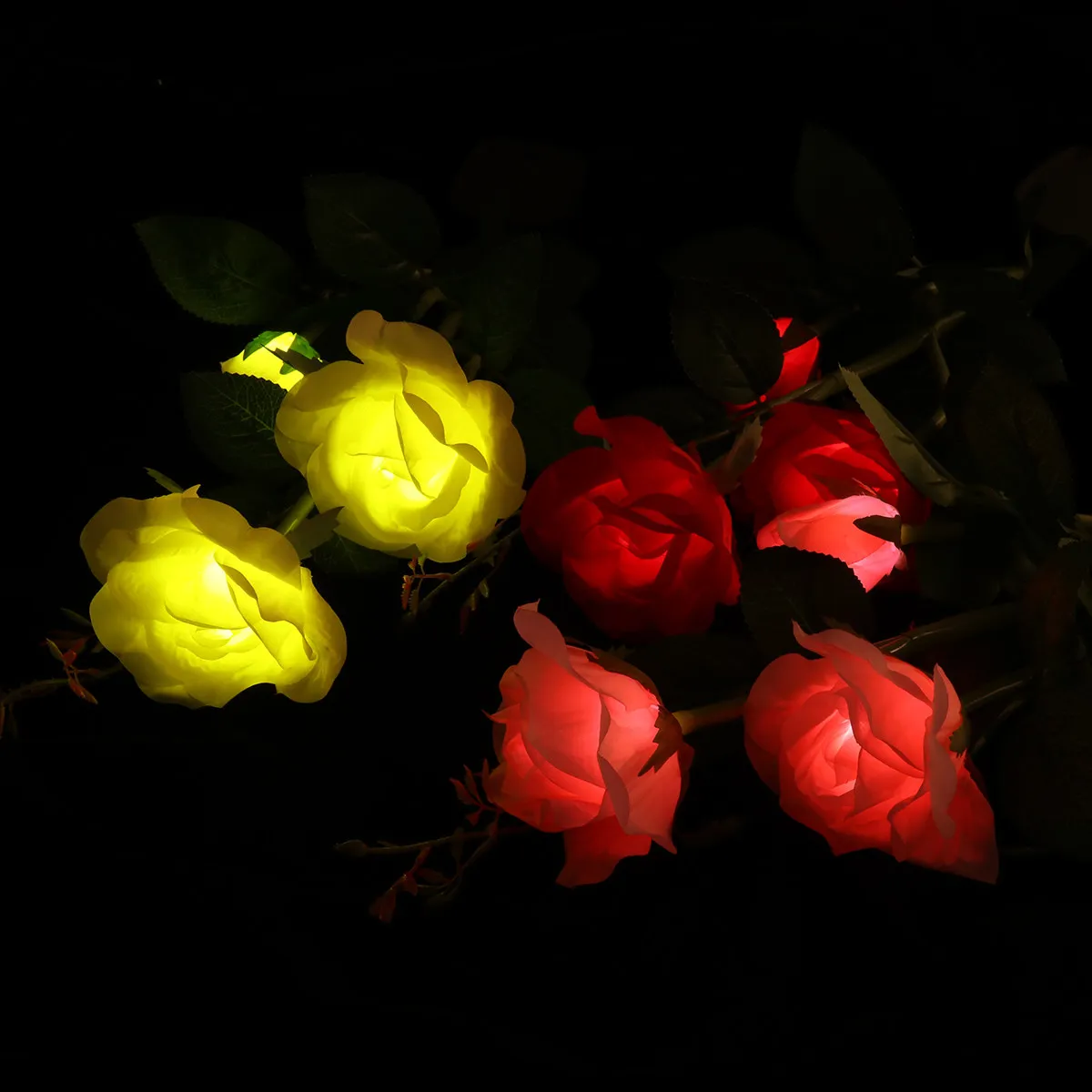 Solar LED Light 3 Head Rose Flower Pink Outdoor Lawn Lamp Garden Solar Lights Flowers Outdoor Decorative Lighting