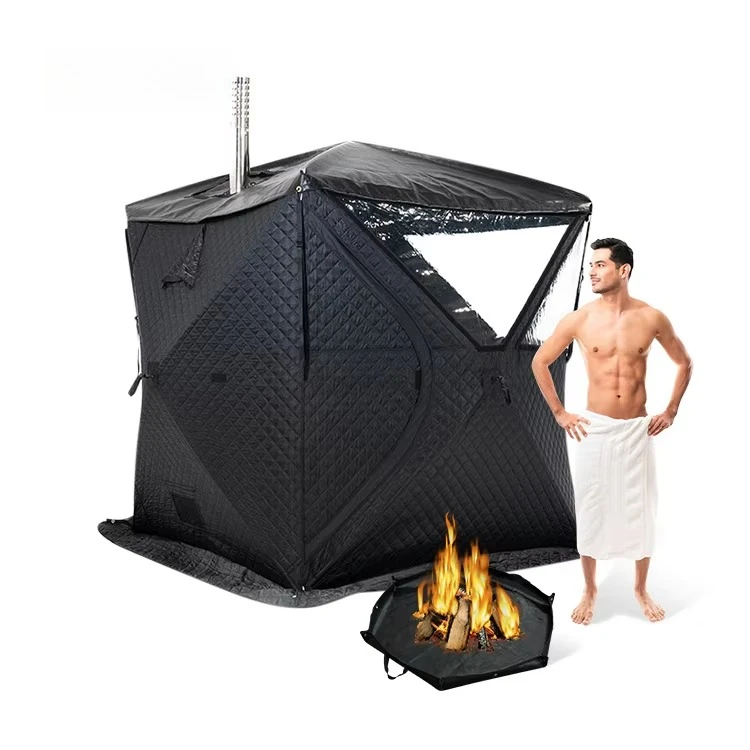 Large 180×180×210cm Real Outdoor Sauna Experience 4 People Portable Sauna Tent with Sauna Heating Stove