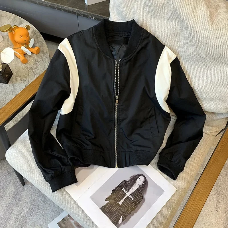 

Новая женская куртка в стиле ретро, шикарная бейсбольная форма, женская весенняя новинка, модный короткий свободный кардиган, куртка, пальто, верхняя одежда