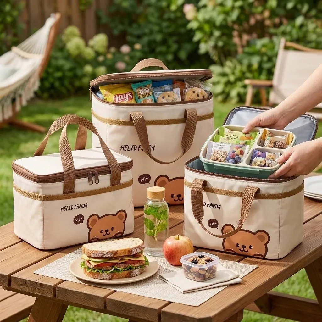 Insulated Lunch Bag Kawaii Thermal Bento Bag Cooler Tote Waterproof Food Meal Prep Bags for Women Girls Kids School Work Picnic