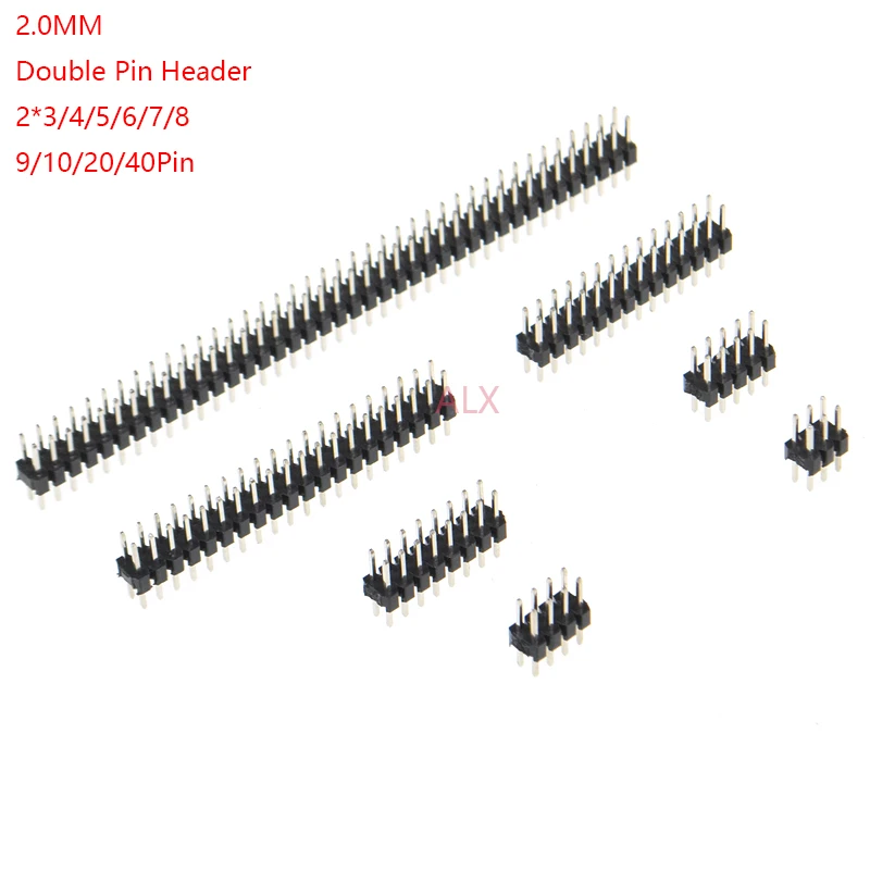 10PCS 2.0MM dip 2*2/3/4/5/6/7/8/9/10/12/16/20/40/ PIN double row PIN HEADER MALE Strip Connector 2X/6/8/10/20