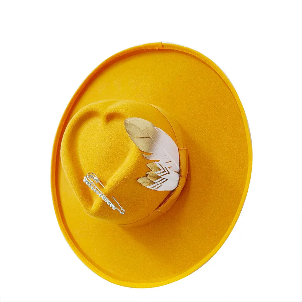 

Fedora Love men's and women's colorful feather bow accessories with edging Women's hat jazz hat Panama hat men's hat