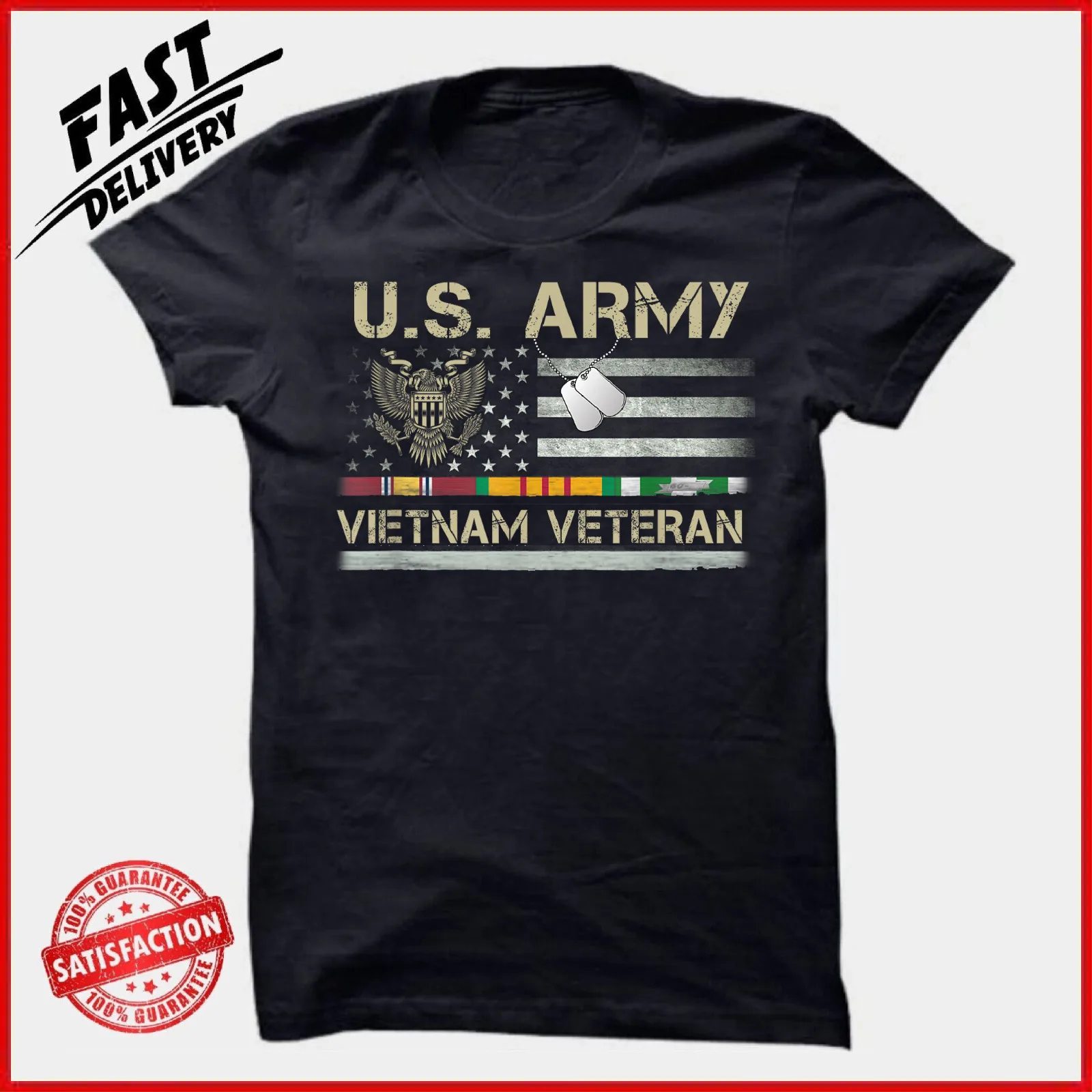 

US Army Vietnam Veteran USA Flag Shirt, Veteran Vietnam Army Gift Unisex T-Shirt