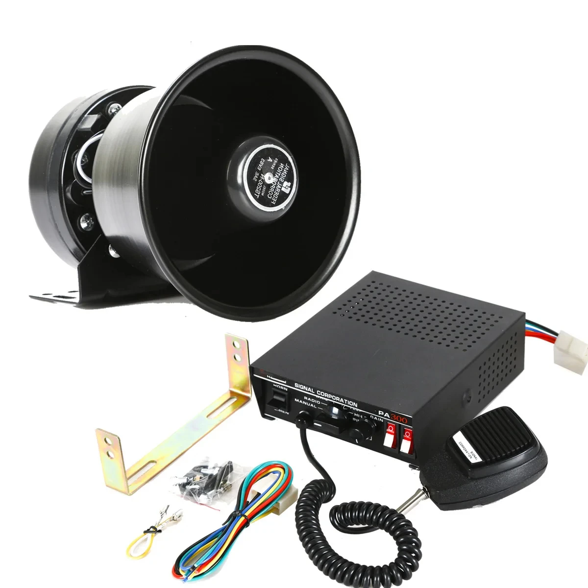 Car Police Siren 300W Car Warning Alarm Horn Polices Emergency With PA Speaker MIC System 12/24v for car Police Fire Siren