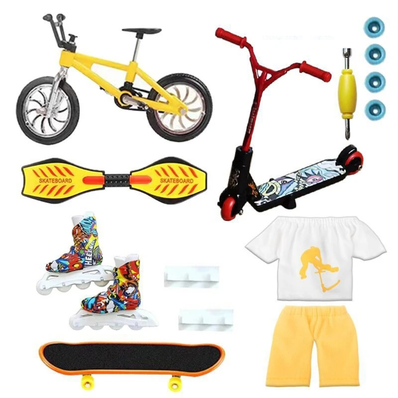 Finger Skateboard Set Finger Roller Skates Finger Bike Finger Scooter Toy