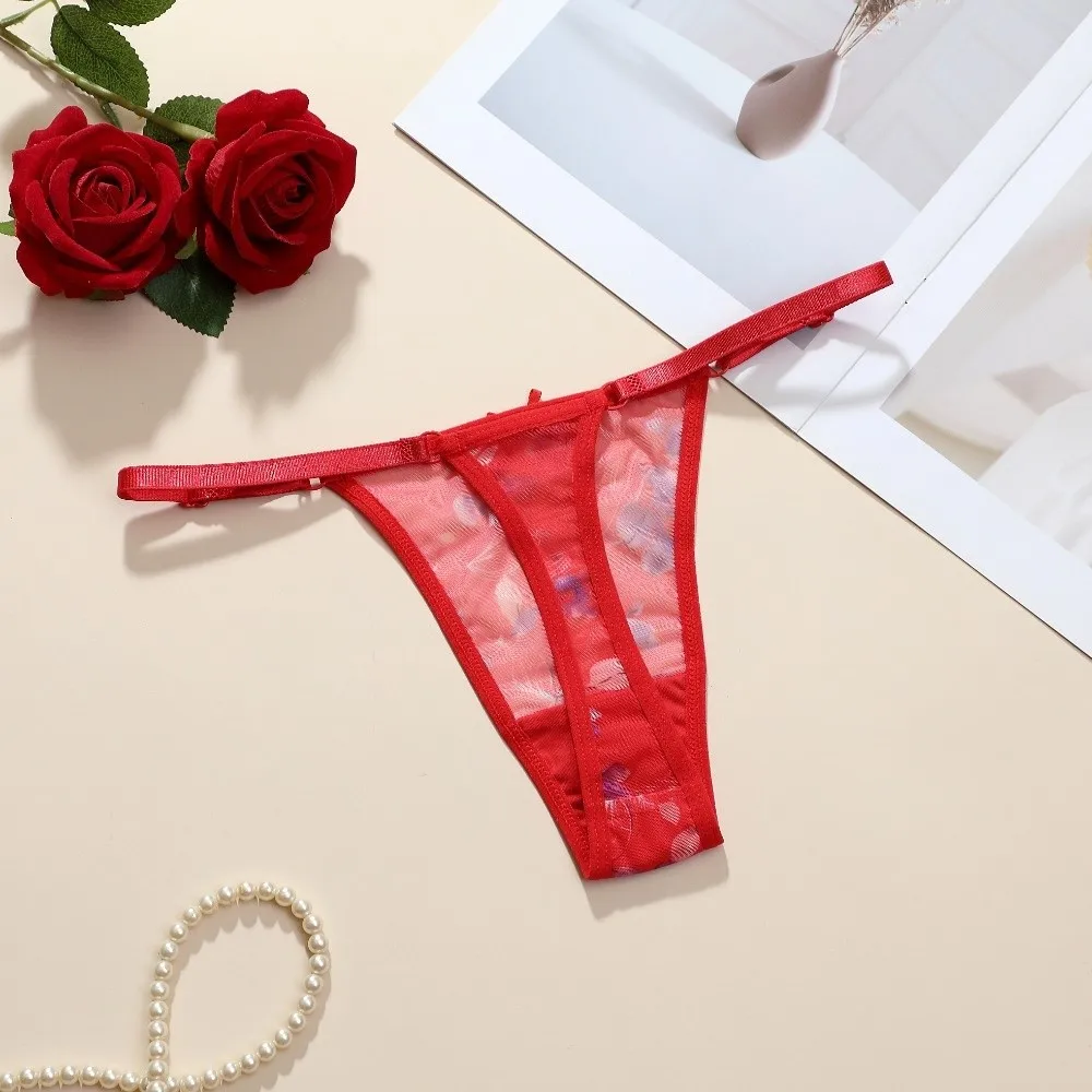 Fashion Soft Flower Printed Thongs Underpants Lingerie Low Waist Briefs Traceless T-back Panties Girls