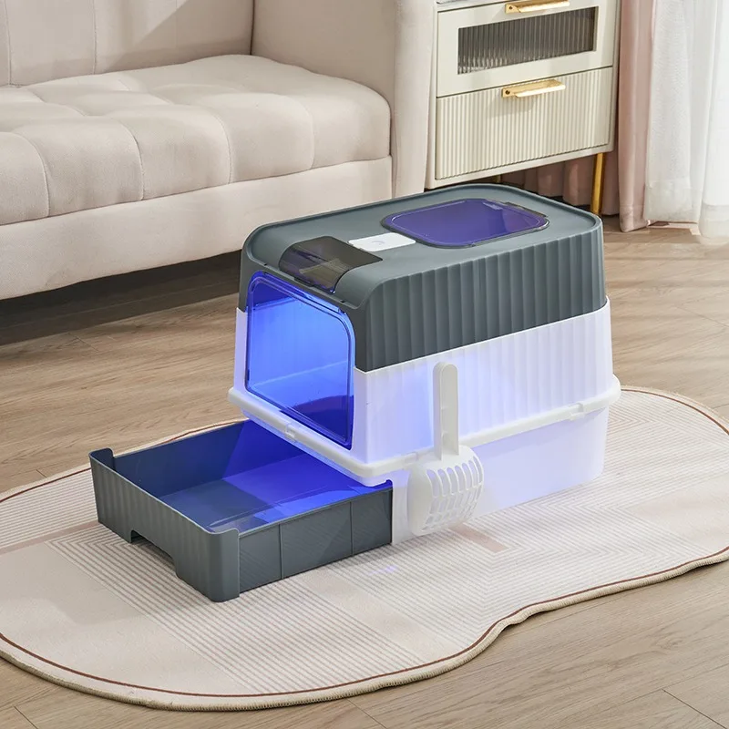 Extra Large Drawer Style Litter Box Rechargeable Sterilization Odor Control Fully Enclosed Cat Toilet Wholesale Cat Litter Box
