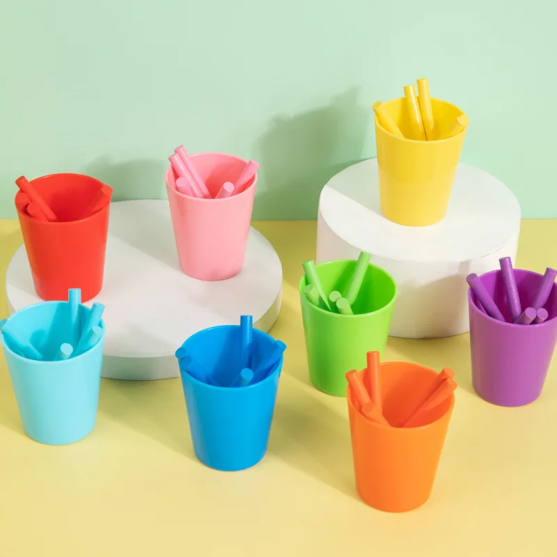 Palo de Conteo con tazas de clasificación a juego Montessori para niños, aritmética de aprendizaje preescolar y ayudas de enseñanza de entrenamiento cognitivo de Color