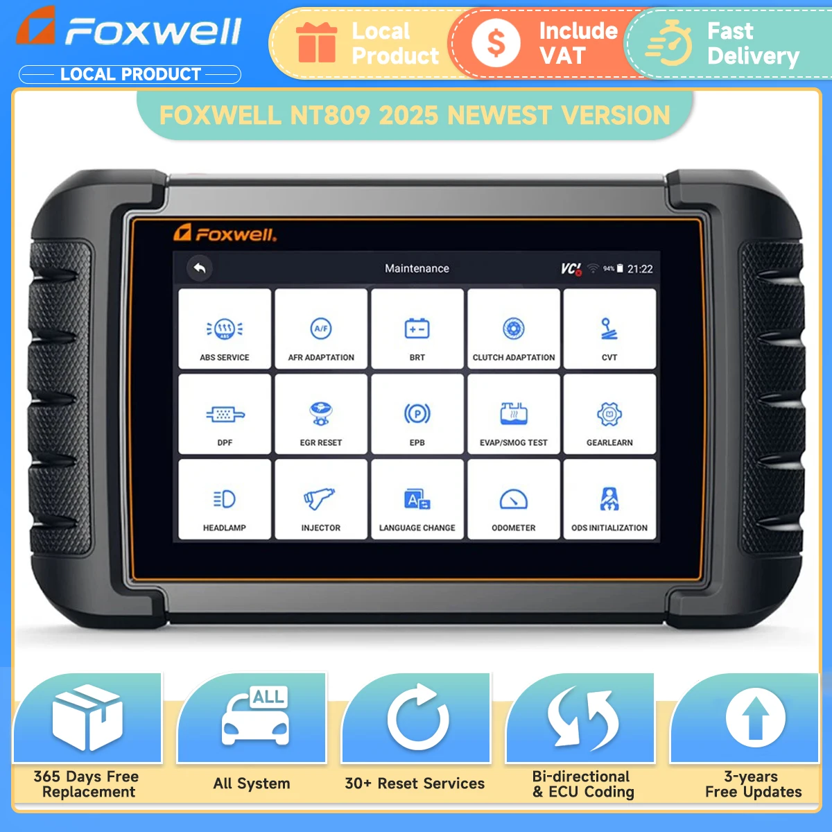 Foxwell NT809 OBD2 Car Diagnostic Tools All System Oil ABS EPB IMMO 30 Reset Bi-directional ECU Coding OBD 2 Automotive Scanner