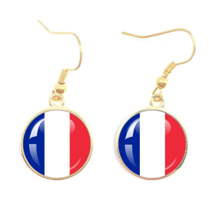 Senegal, New Zealand,Colombia,Iran Etc National 16mm Hand made Round earring Alloy Glass Earring  Jewelry Women Gift