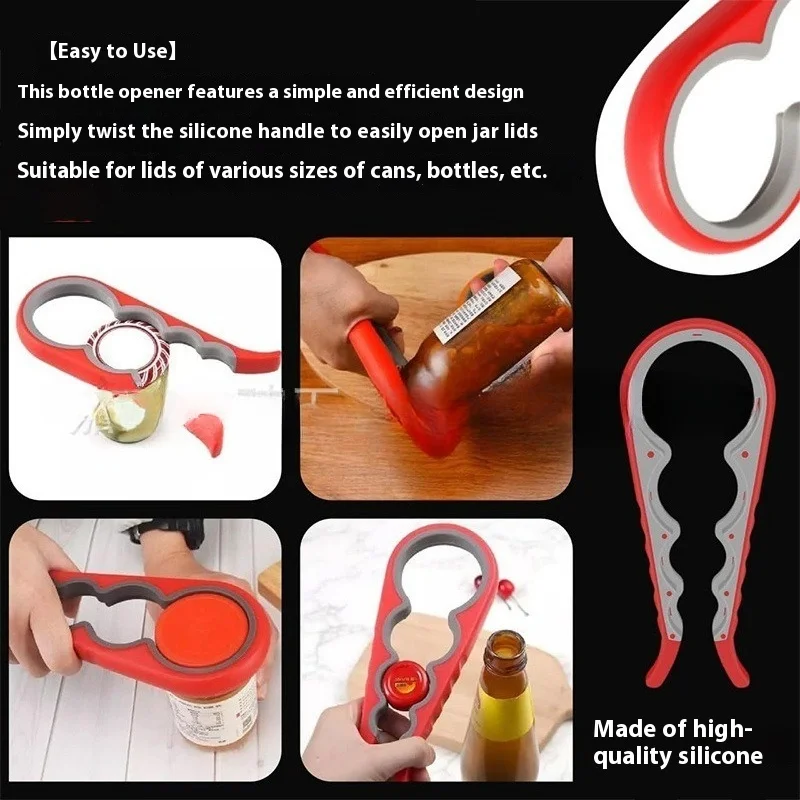 فتاحة علب متعددة الوظائف أربعة في واحد فتاحة زجاجات المشروبات غطاء الإعصار أربعة مواضع يمكن فتاحة غطاء مضاد للانزلاق الإعصار #4