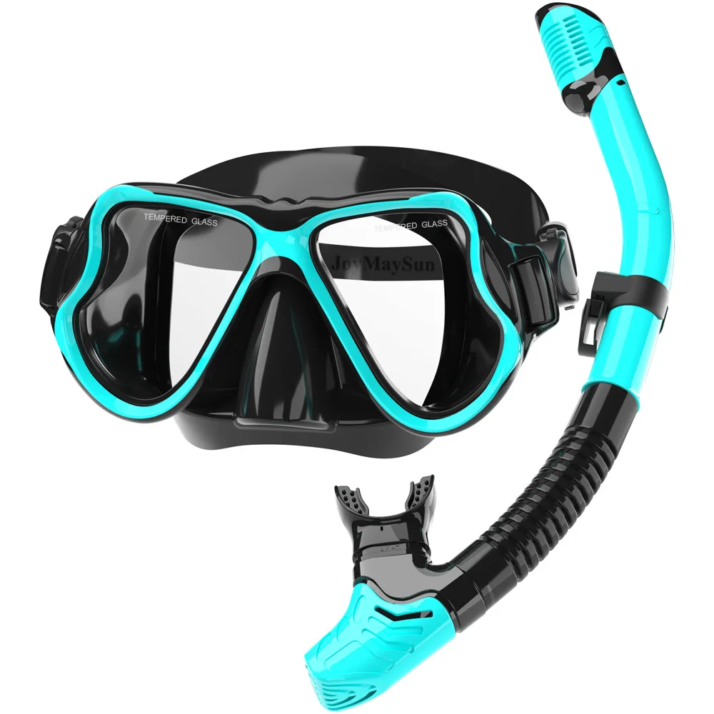 Dry Snorkel Mask Set Panoramic Wide View Anti-Fog for Adults Underwater Snorkeling Swimming Training Diving Glasses Adjustable