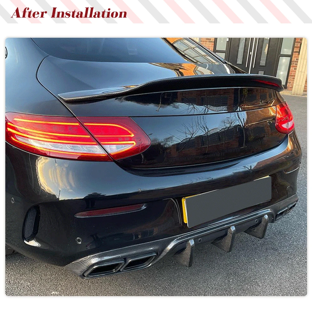 W205 Rear Bumper Diffuser Real Carbon Fiber Spoiler for Mercedes-Benz C205 A205 C63 S AMG Coupe 2015 - 2019 With Radar Hole